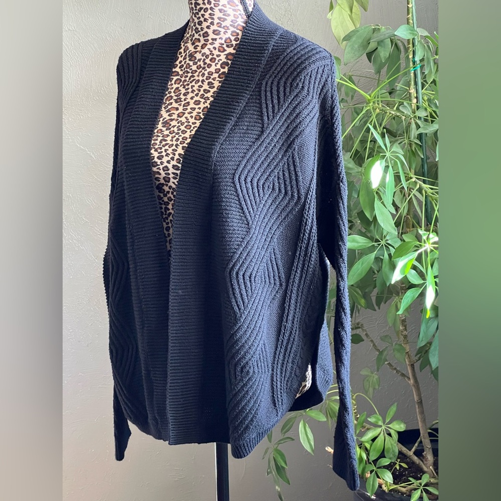 Universal Thread Black Cable Knit Open Cardigan -… - image 2